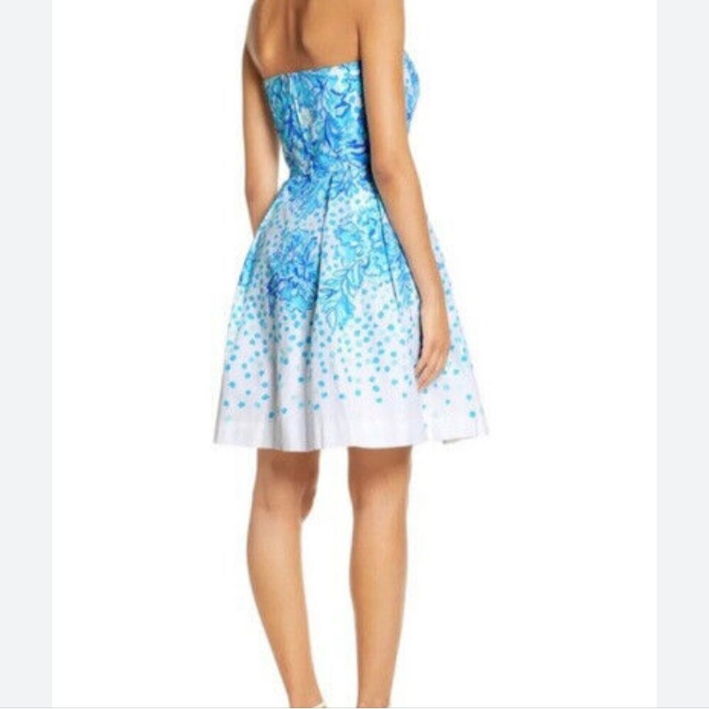 Lilly Pulitzer NWT Kenzie dress in resort white & blues, strapless option 4 - Picture 5 of 14